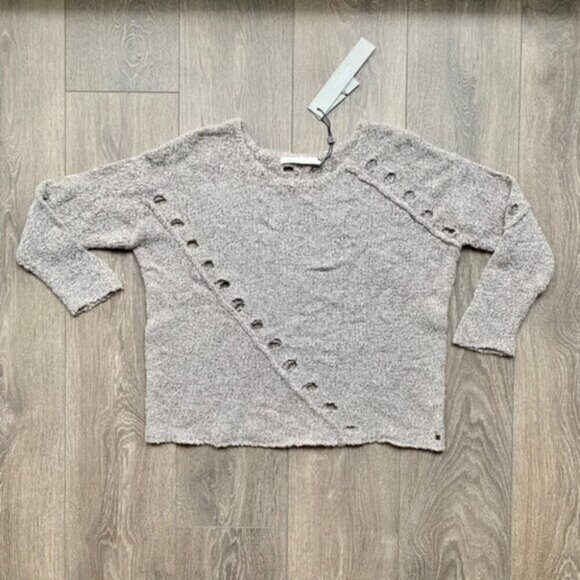 Anthropologie One Grey Day Grace Sweater Merino Alpaca Wool Knit Coastal Brown - Picture 3 of 16